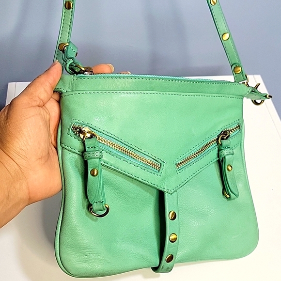 SABINA NewYork  Genuine Green Leather Crossbody Bag . - Picture 3 of 17
